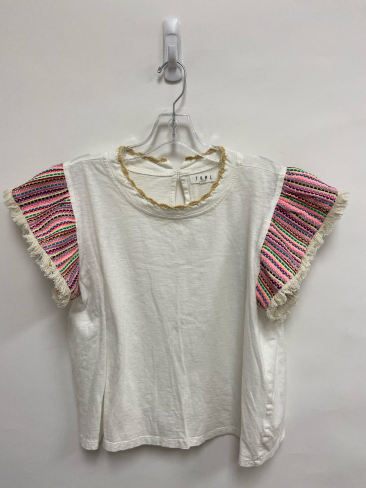 THML Size M White Multi Color Ladies Top