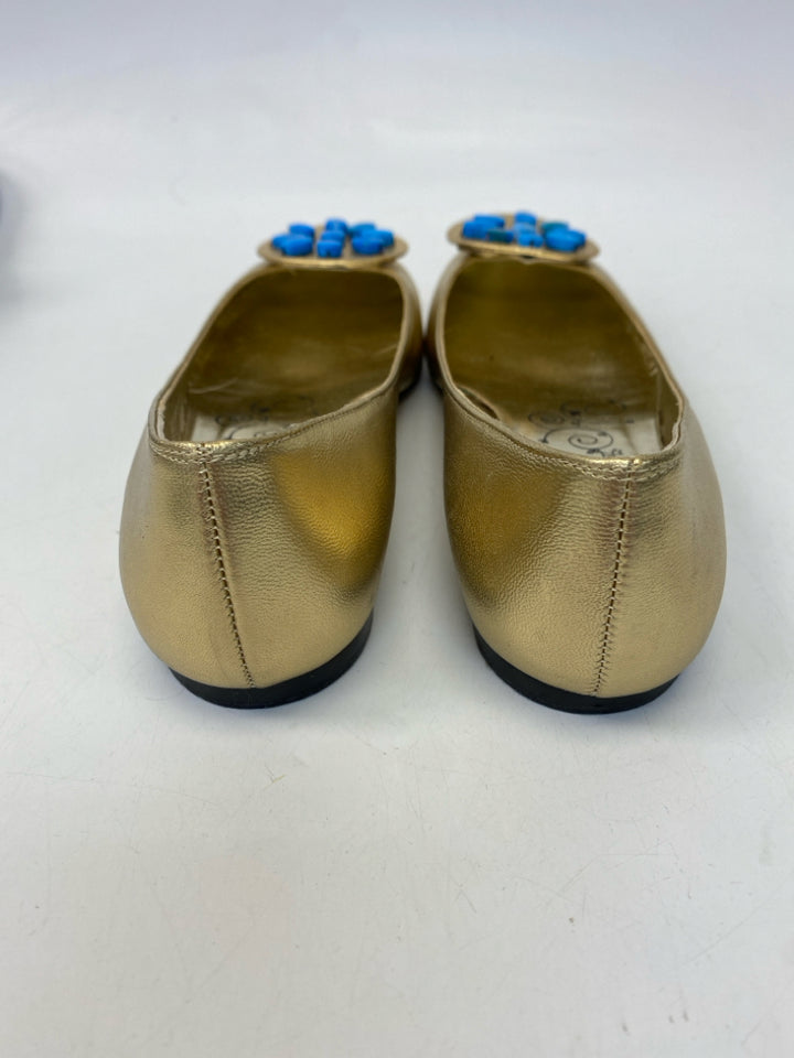 Tibi  Size 8 Gold Turquoise Flats