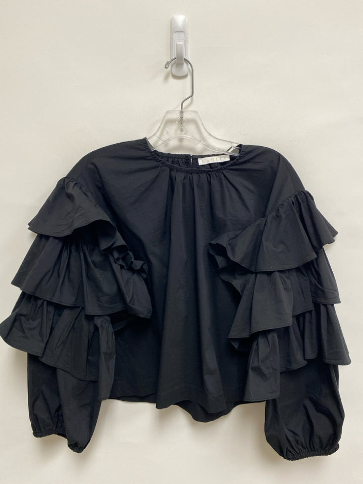 Karlie Size M Black Ruffles 3/4 Sleeve Ladies Top