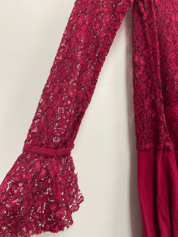 Free People Size XS Red Lace Ladies Top