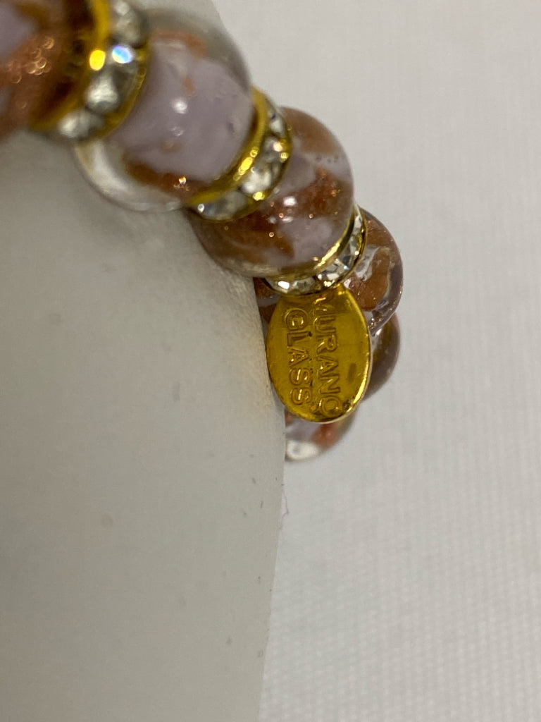 Murano Gold Color Pink Jeweled Bracelet