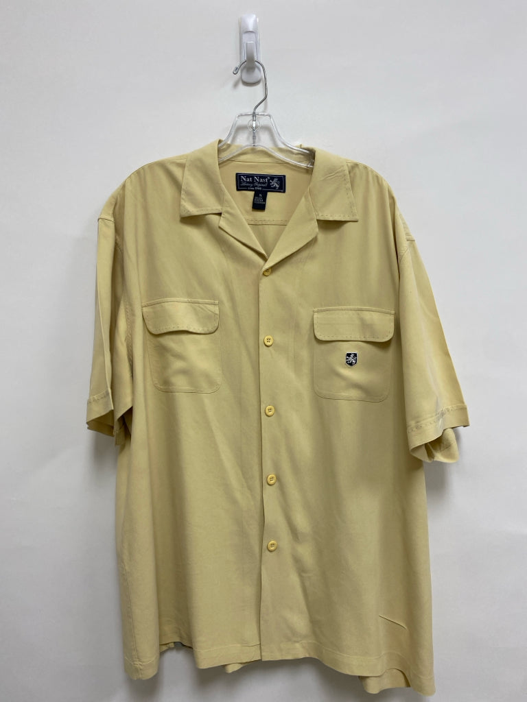 Nat Nast Size XL Dusty Yellow Button Up Silk Men&
