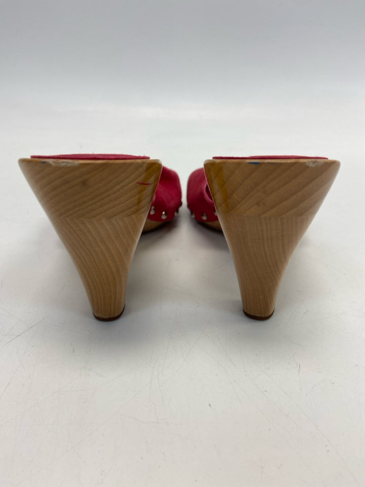Chanel  Size 38 Dark Raspberry Buckle(s) Suede Sandals