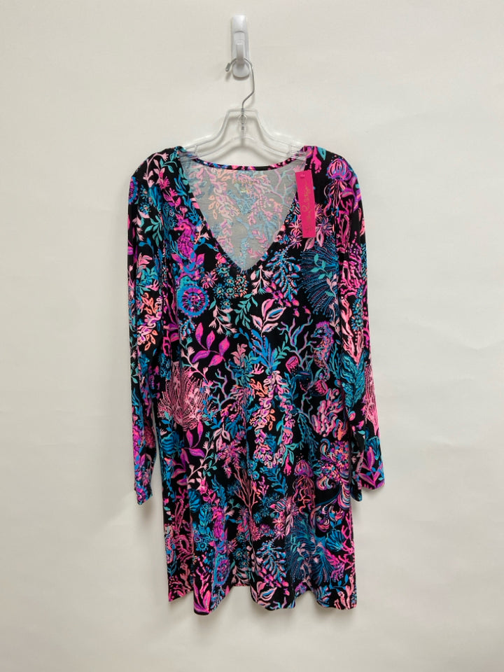 LILLY PULITZER Size XL Black Neon/Multi Ladies Dress
