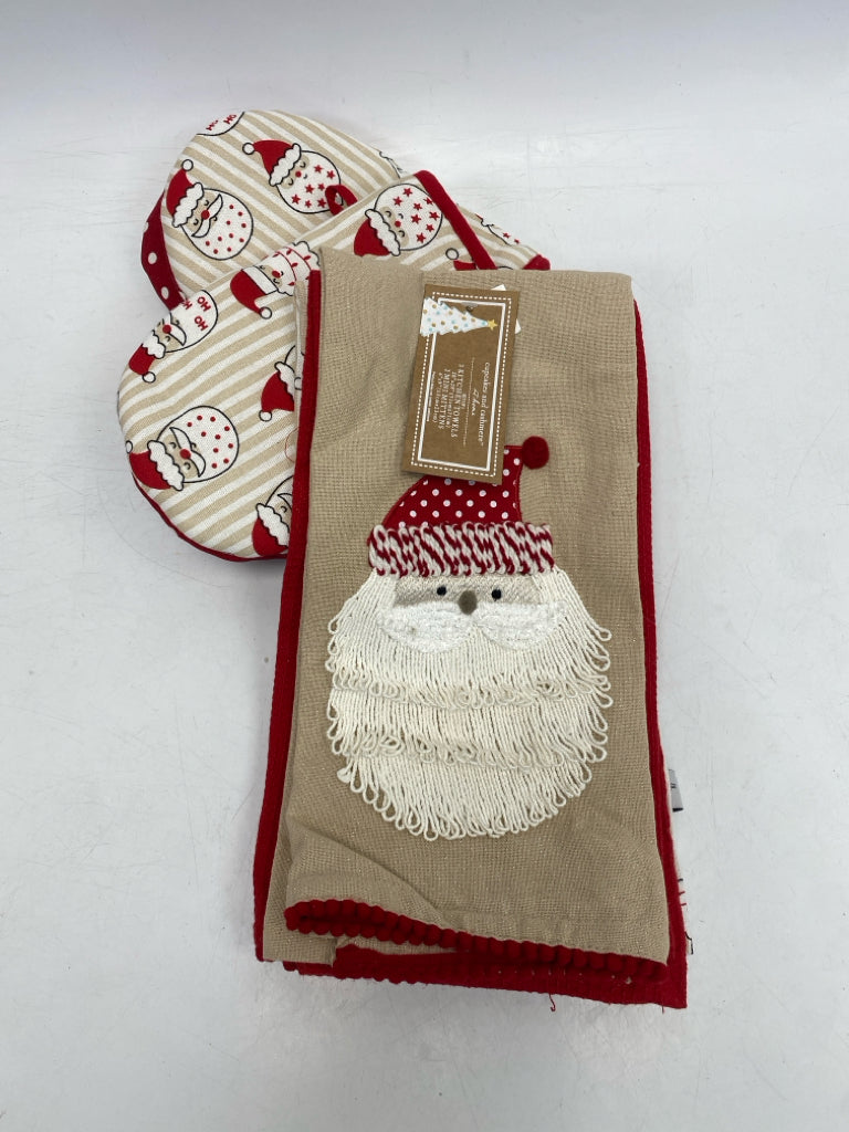 NWT Tan Red Santa Christmas