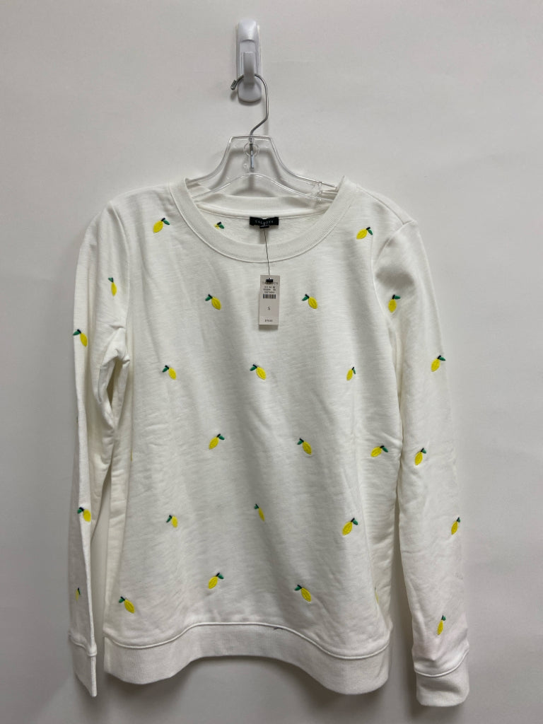 NWT Talbots Size S White Yellow/Green Lemons Embroidered Ladies Sweatshirt