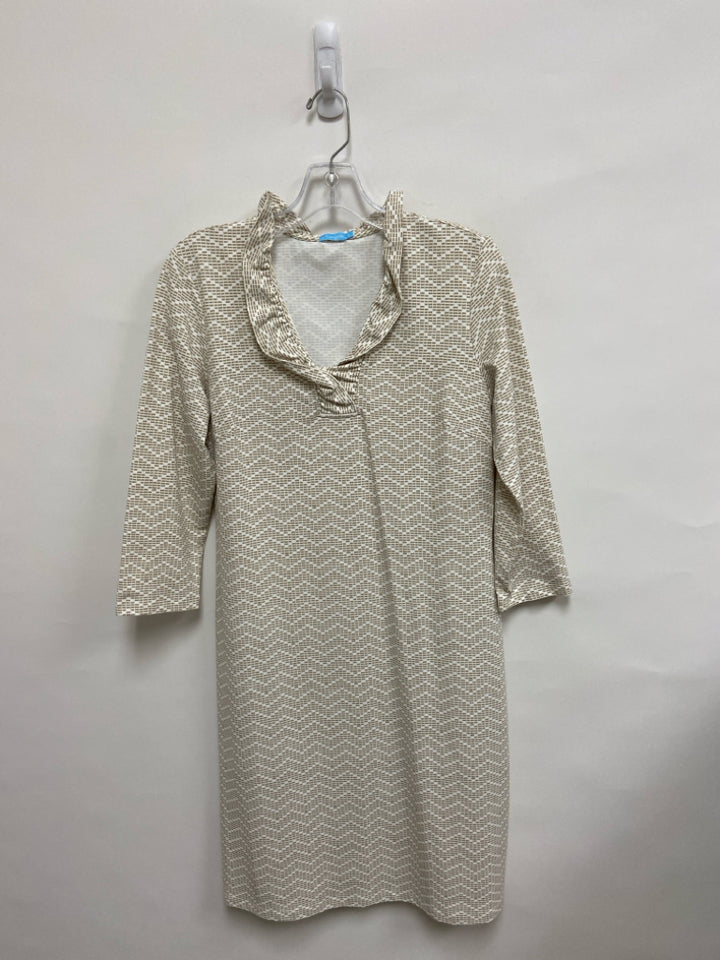 J McLaughlin Size M Tan White Print Ladies Dress