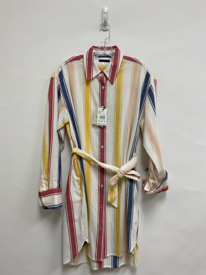 NWT MOTHER Size S White Yellow/Multi Striped Button Up Ladies Dress