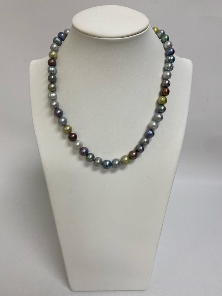 Silver Multi Color Pearl Necklace