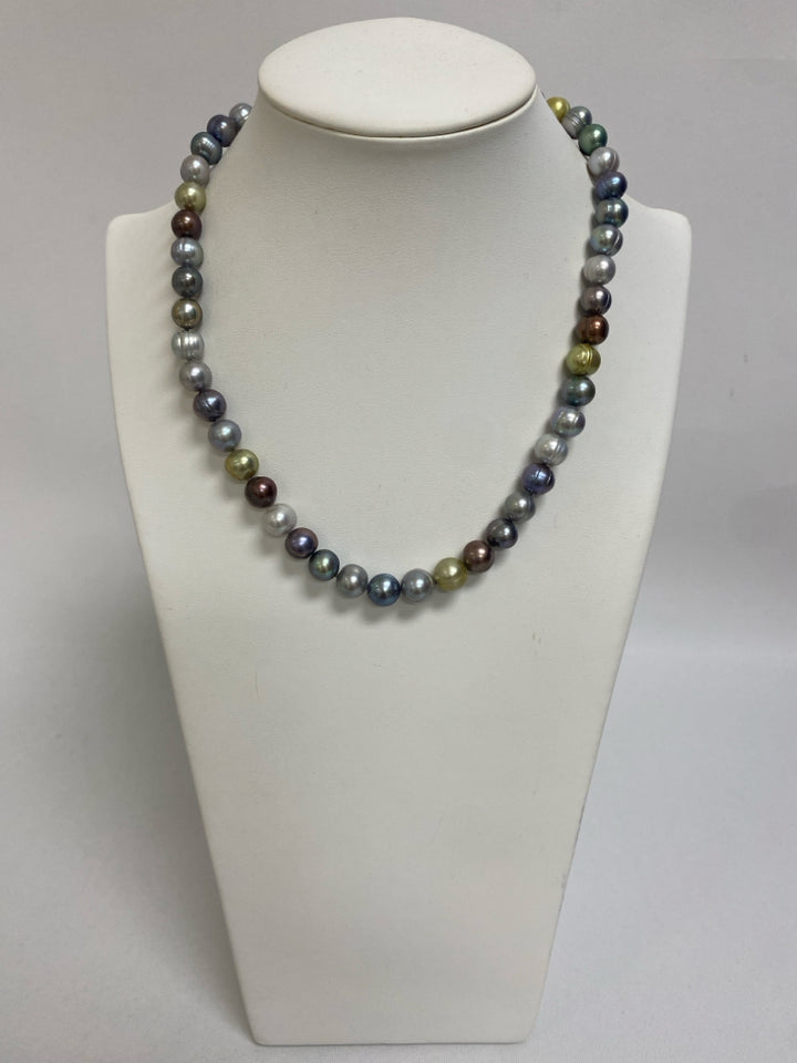 Silver Multi Color Pearl Necklace