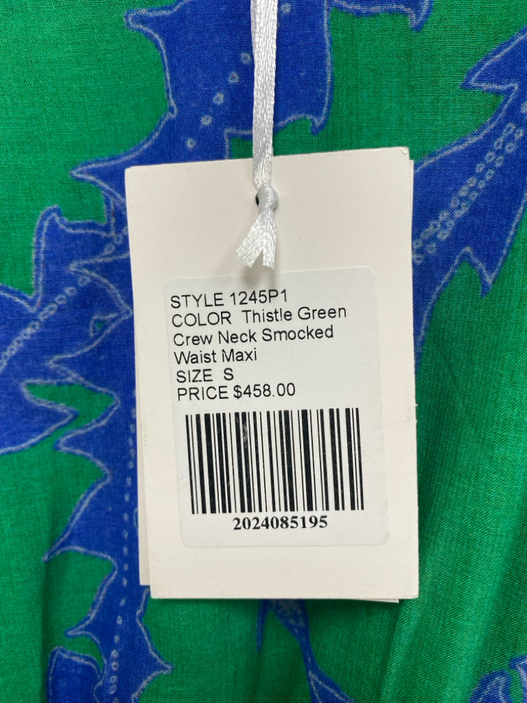 NWT Oliphant Size S Green Blue Floral Maxi Ladies Dress