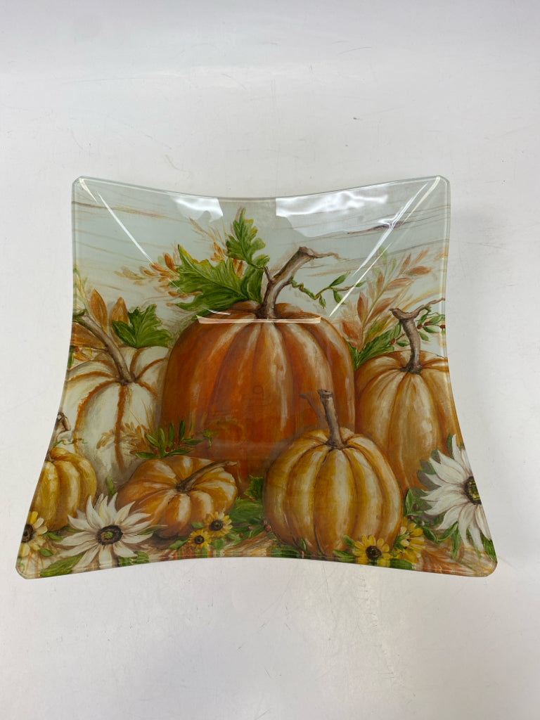 Orange Green Pumpkin Glass Fall