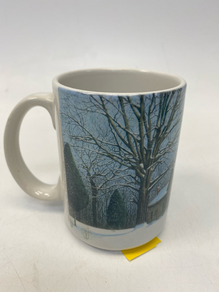 Bob Timberlake White/Blue Green Winter Ceramic Coffee Mug