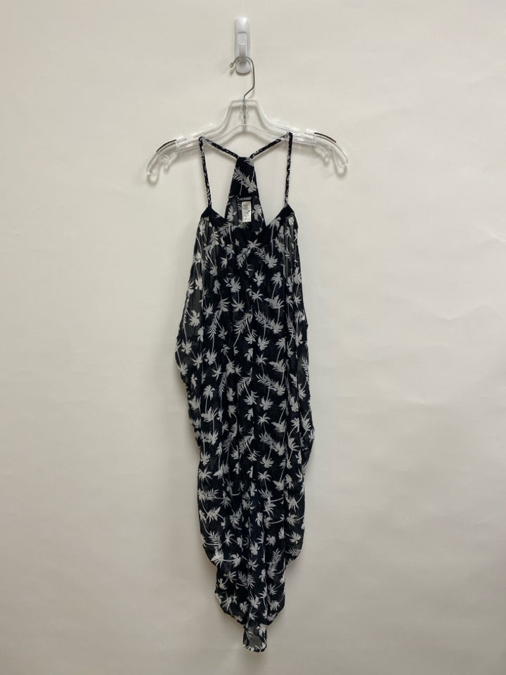 Joe Boxer Size M Black White Palm Trees Sheer Ladies Coverup