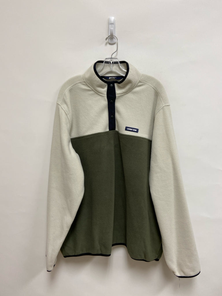 Lands End Size XXL Cream Olive Green Color Block Men&
