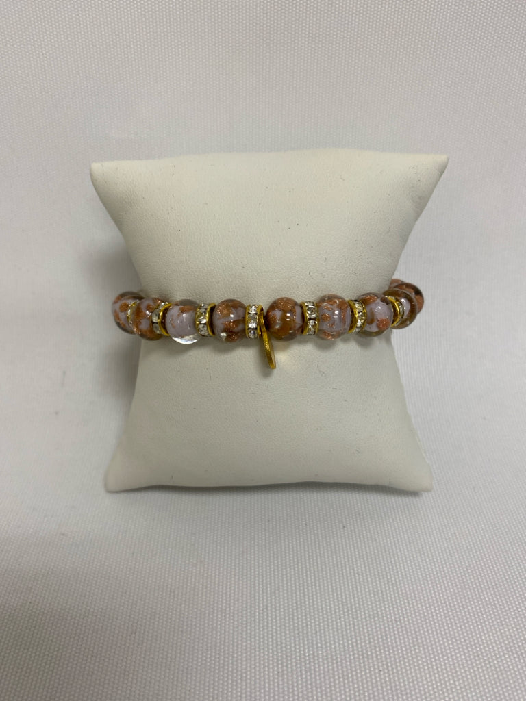 Murano Gold Color Pink Jeweled Bracelet