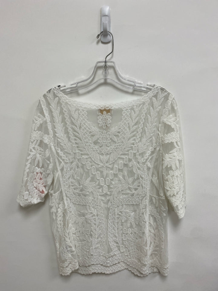 Laundry Size M White Lace 3/4 Sleeve Ladies Top