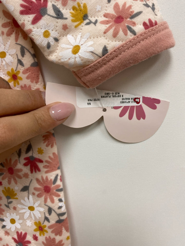 NWT SIZE 6-9M Pale Peach Pink/White Flowers Quilted Girl&