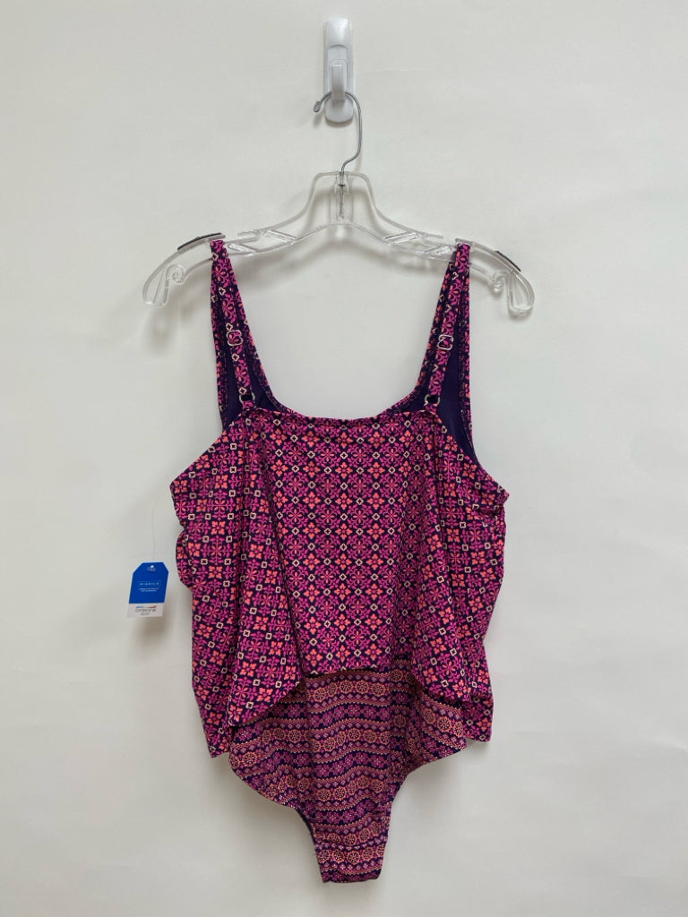 NWT Lands End  SIZE  18 Plum Coral/Pink Floral Plus Size Swimwear