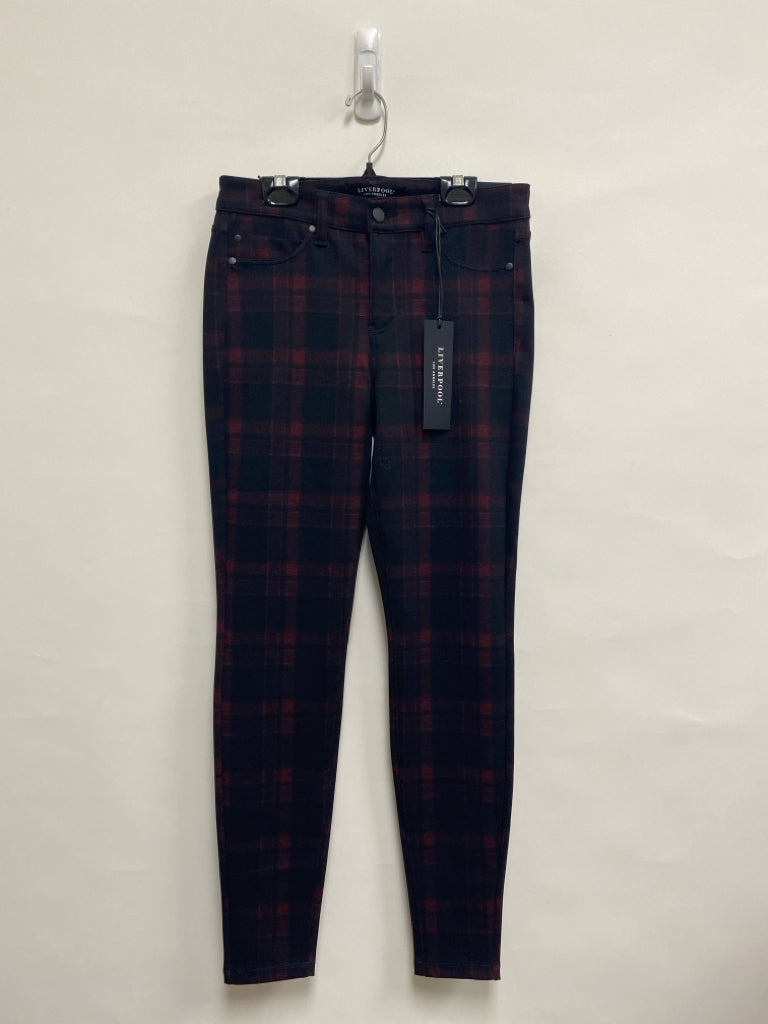 NWT Liverpool Size 4 Black Burgundy Plaid Ladies Pants