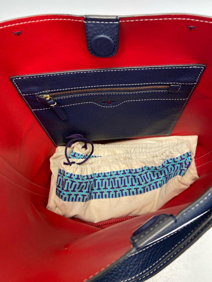 Tory Burch Navy Perforated Handbag