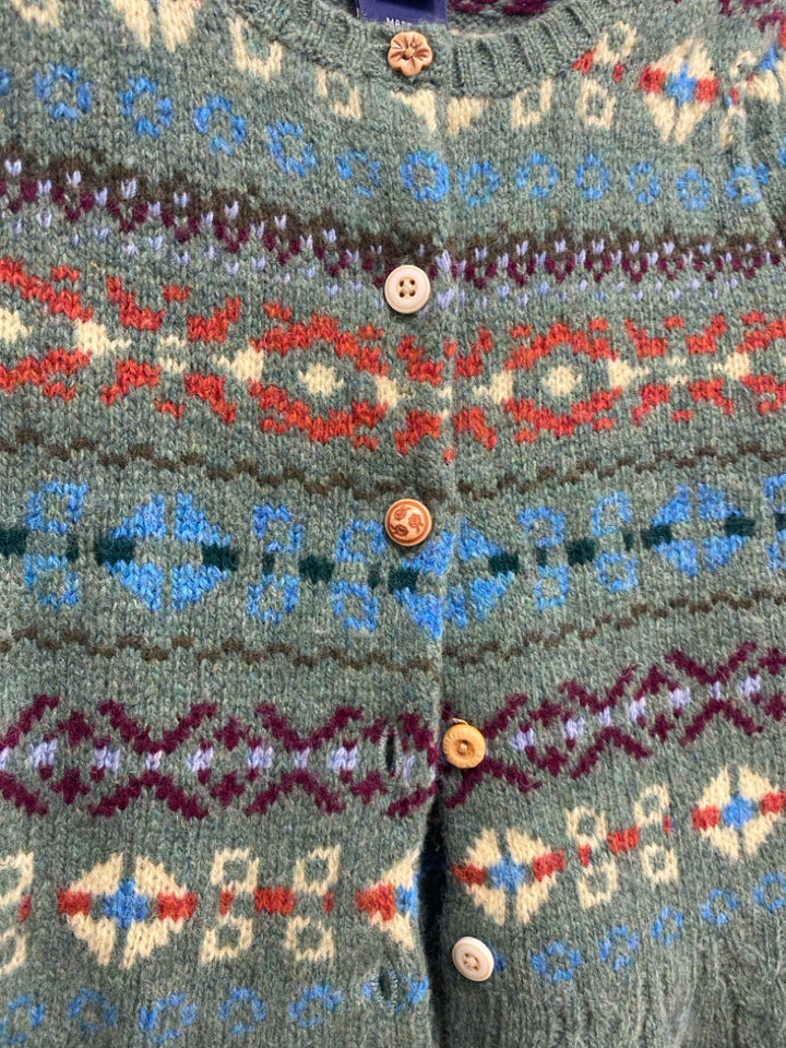 Ralph Lauren SIZE 3T Green Multi Color Cardigan Wool Blend Girl&