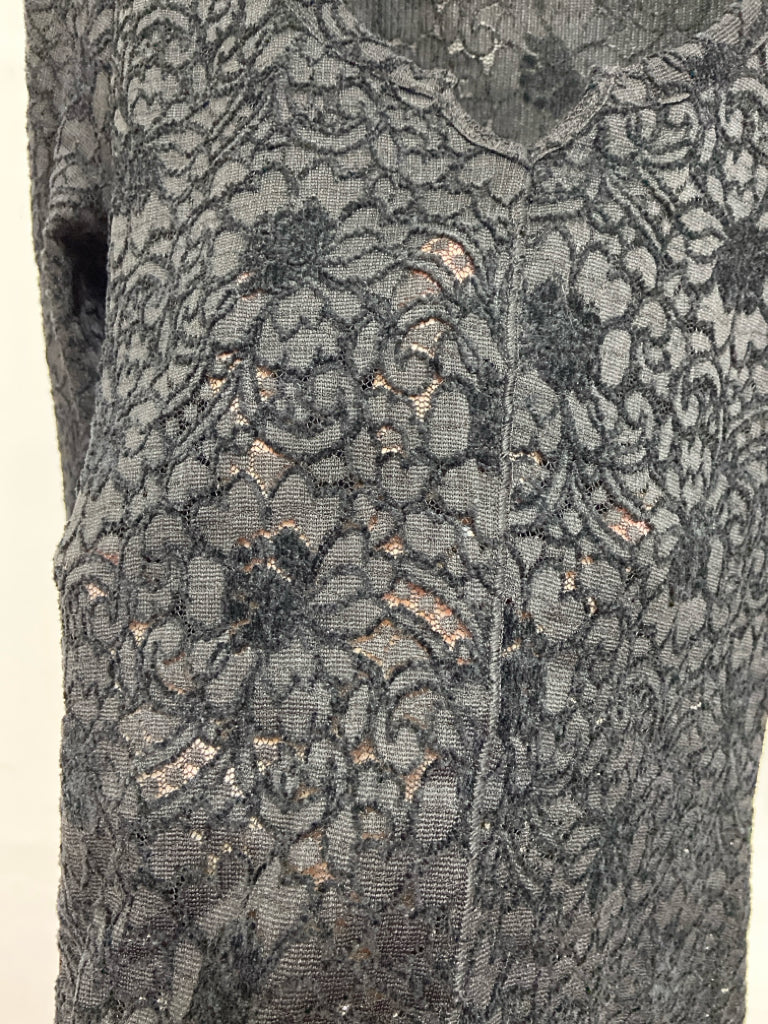 NWT Free People Size M Black Texture Long Sleeve Ladies Top