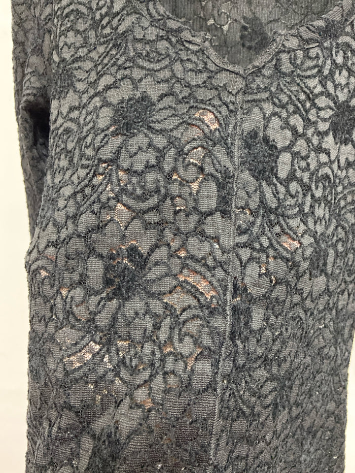 NWT Free People Size M Black Texture Long Sleeve Ladies Top