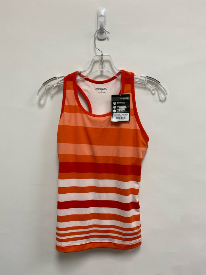 NWT Size S Coral Orange/Red Striped Tank Athletic Top