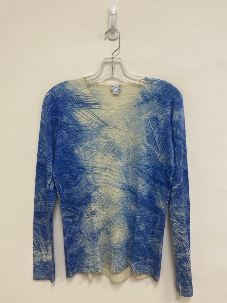 Size S Ivory Blue Lines Ladies Sweater