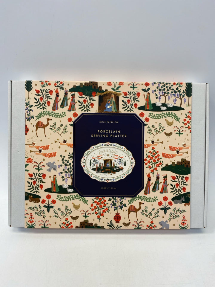 NEW/BOX Rifle Paper Co. White Multi Color Nativity Porcelain Christmas