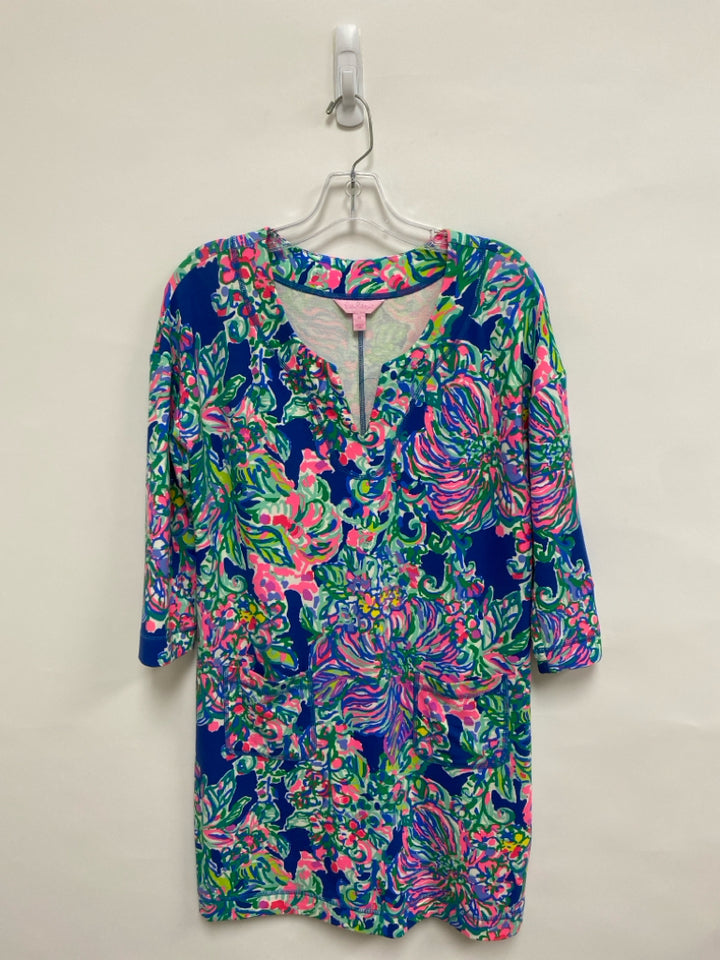 LILLY PULITZER Size XS Aqua/Blue Pink/Multi Floral Ladies Dress