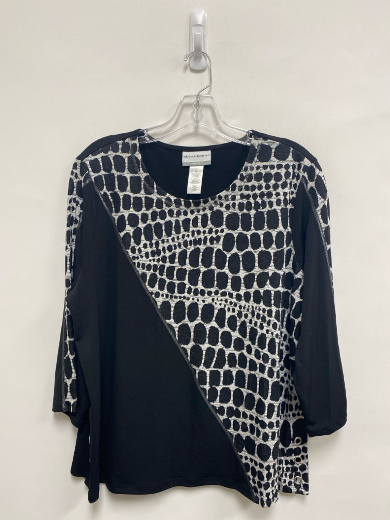NWT Alfred Dunner Size LP Black White Dots Petite Top