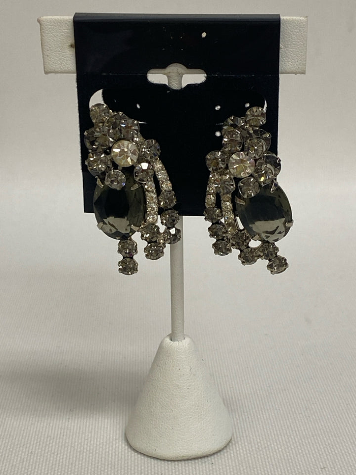 Clear Silver Color Flowers Earrings