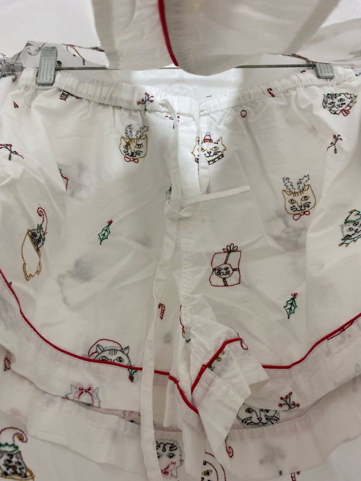 NWT Size S White Red/Green Ladies 2pc Pajamas