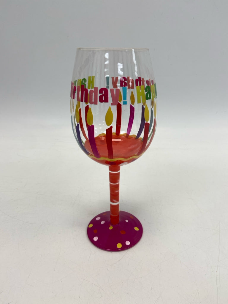 Clear Pink/Multi Birthday Glassware