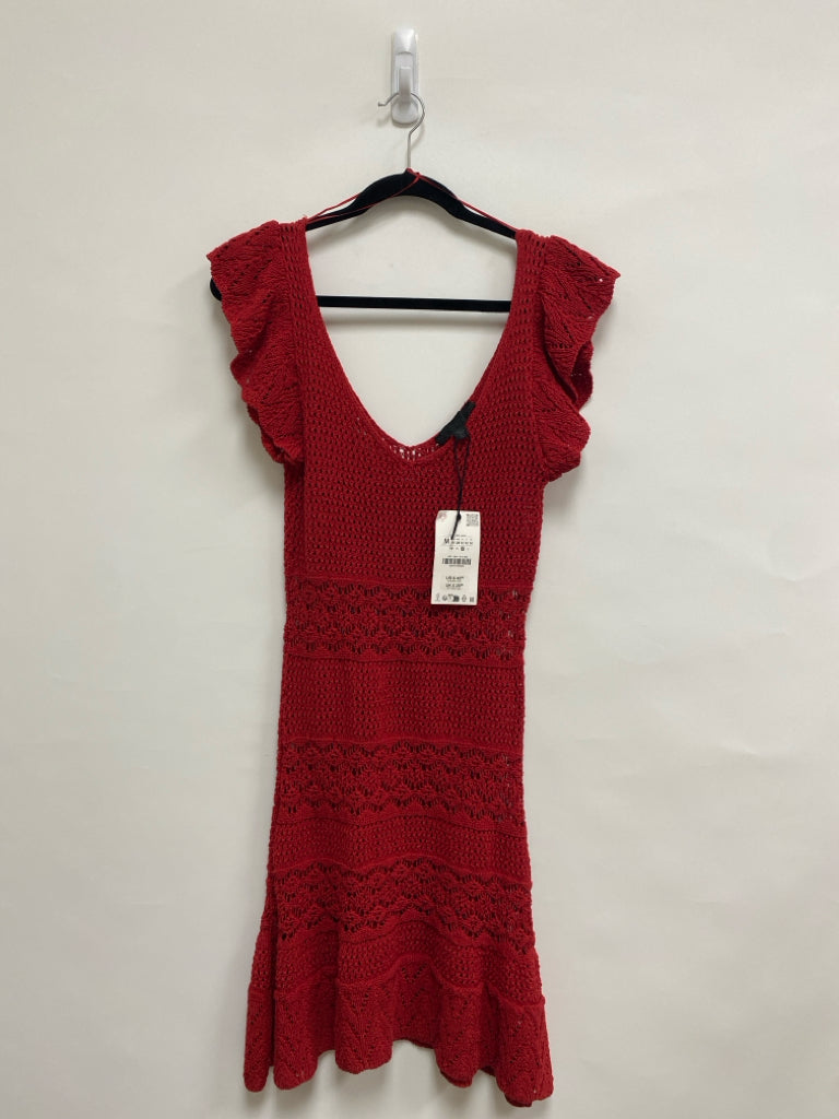 NWT Zara Size M Red Crochet Ladies Dress