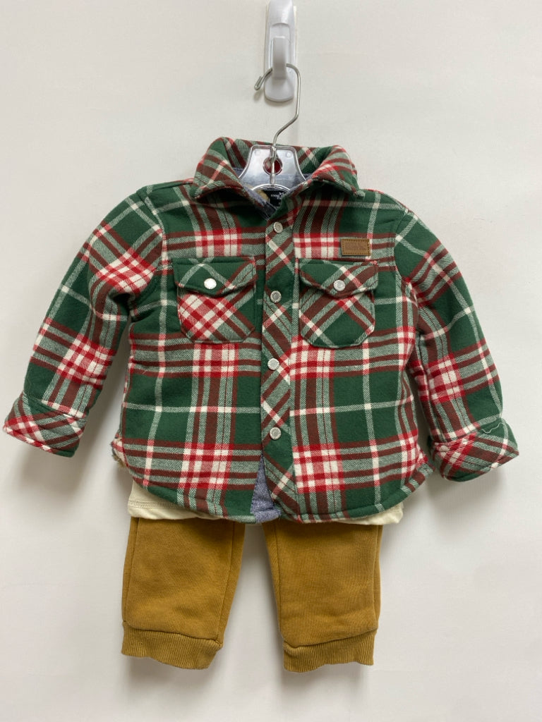 Eddie Bauer SIZE 12M Green/Red Tan Plaid Joggers Boy&