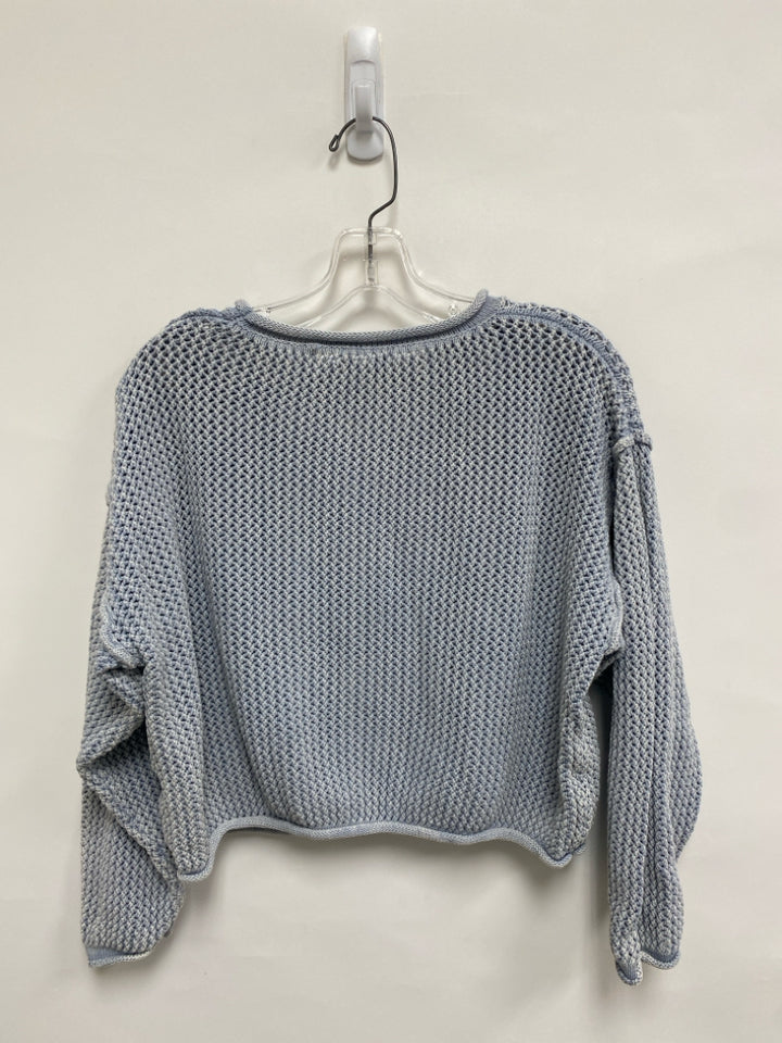 Size S Slate Blue American Flag Cropped Ladies Sweater