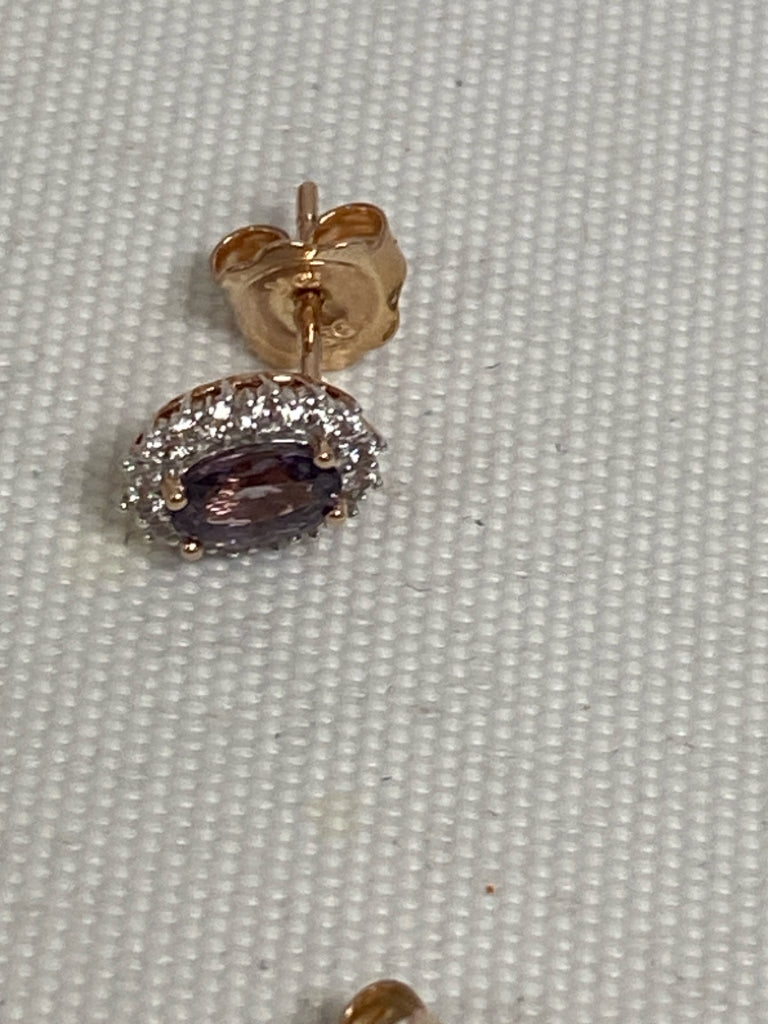 Rose Gold Purple Jeweled Earrings