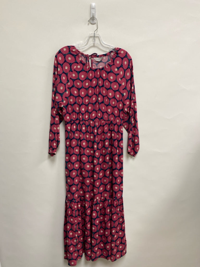 COMPANIA FANTASTICA Size M Rose Navy/Cream Floral Long Sleeve Ladies Dress