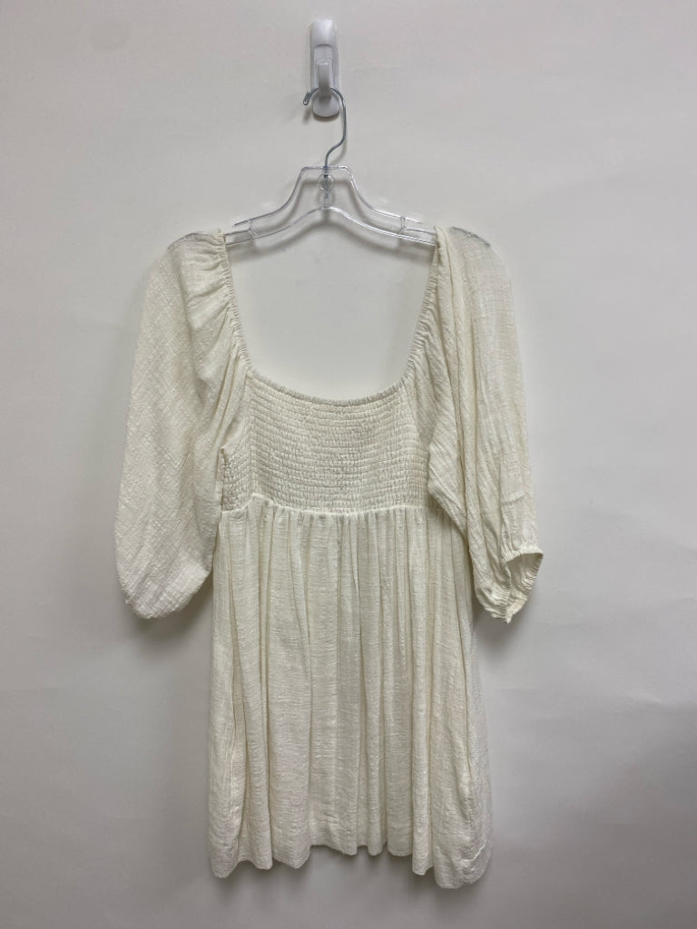 Mustard Seed Size S Cream Puff Sleeve Gauze Ladies Dress