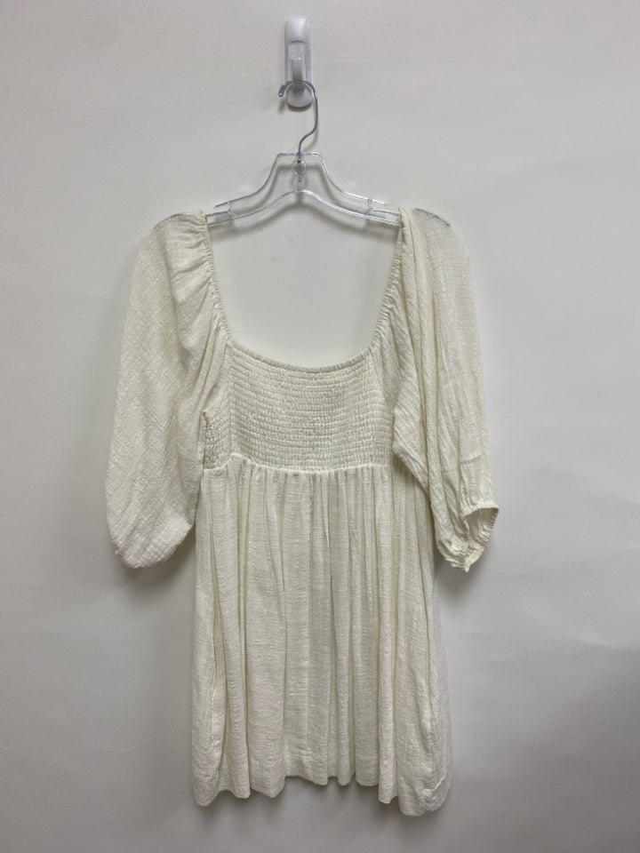 Mustard Seed Size S Cream Puff Sleeve Gauze Ladies Dress