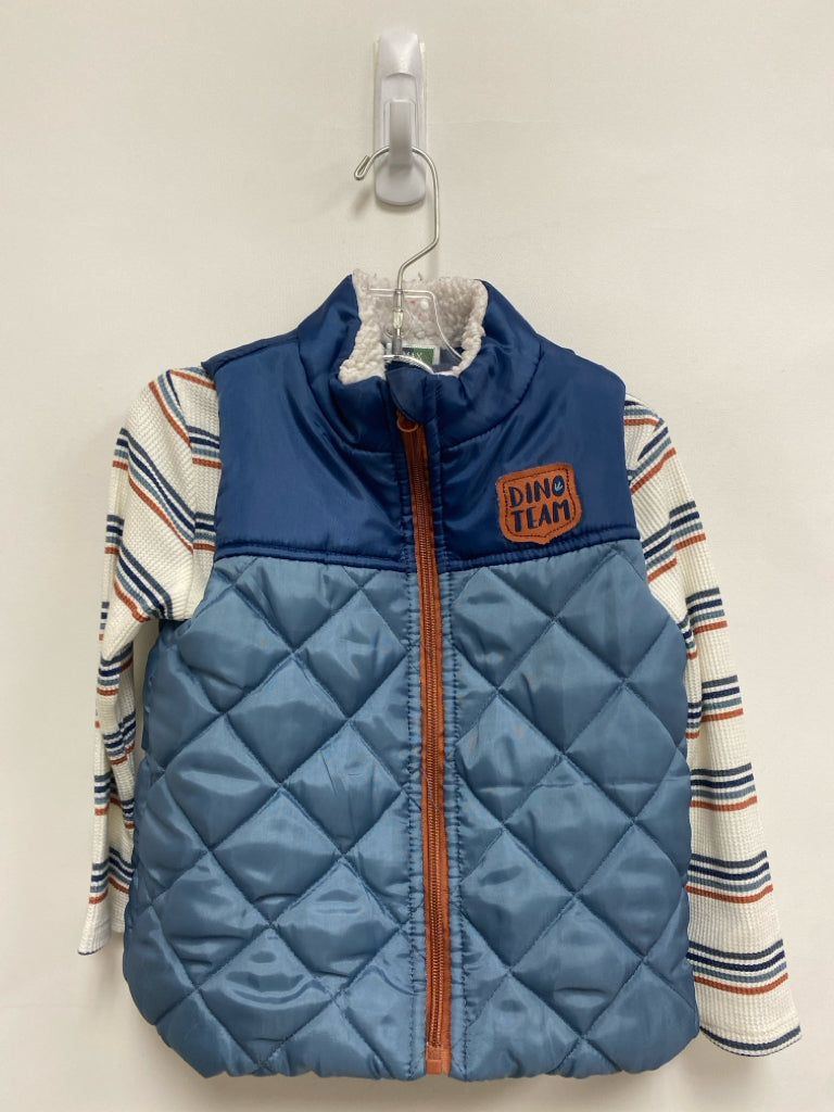 SIZE 4T Navy/Blue Tan Stripes Puffer Boy&