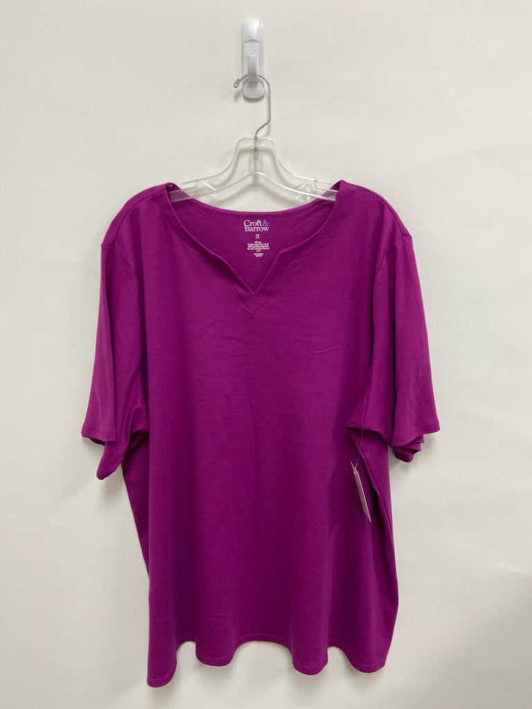 NWT Croft/Barrow  SIZE  2X Magenta V Neck Plus Size Top