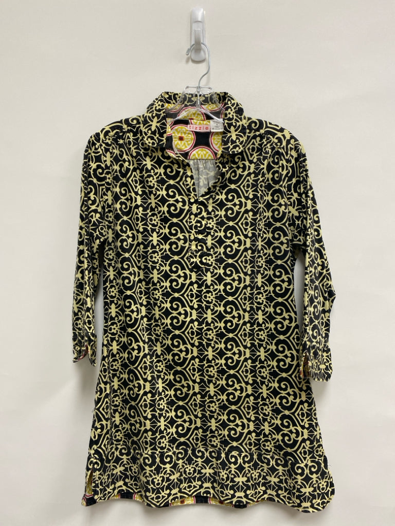 Tizzie Size M Black Pale Yellow Print Ladies Dress