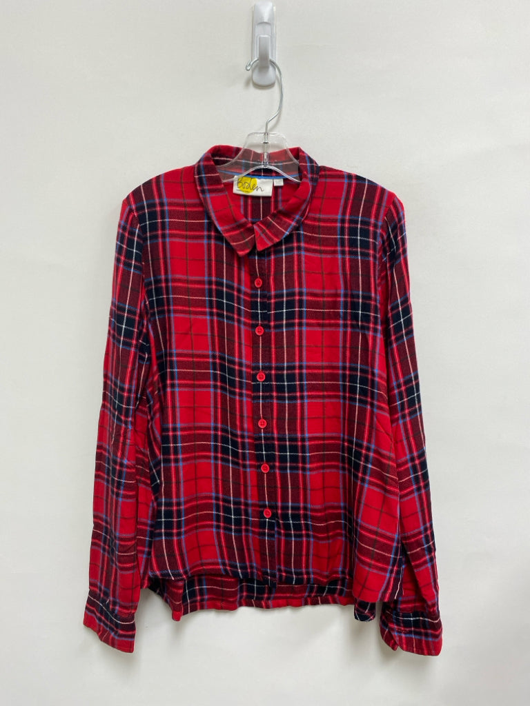 Boden SIZE 11/12 Red/Black Blue/White Plaid Long Sleeve Girl&