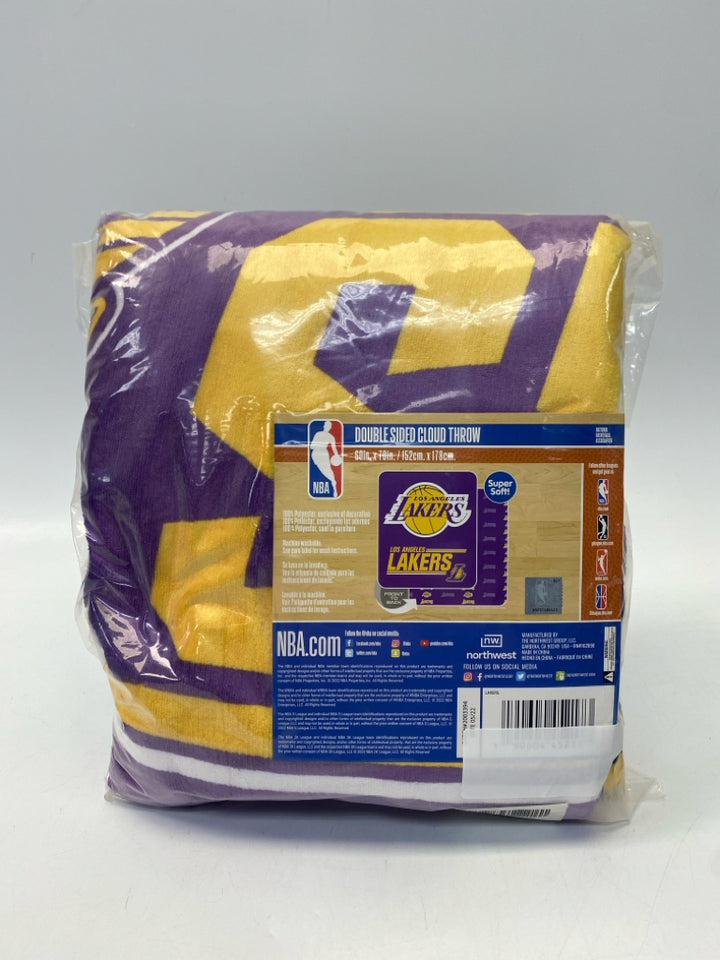 NEW/PKG Yellow Purple Blanket