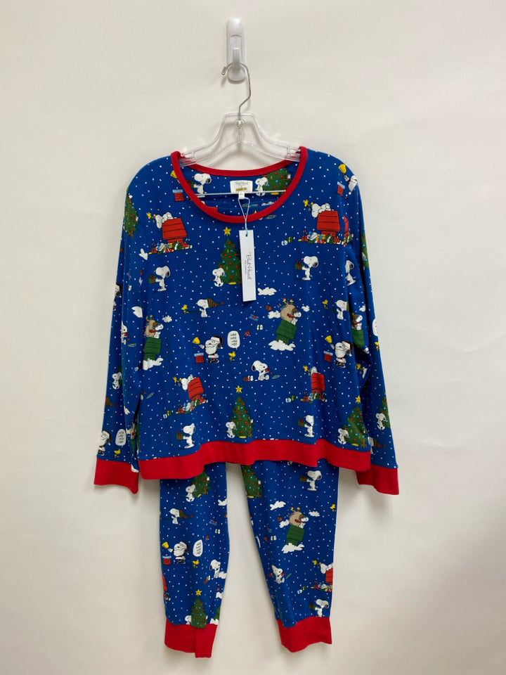NWT Bed Head Size L Blue White/Red Snoopy Ladies 2pc Pajamas
