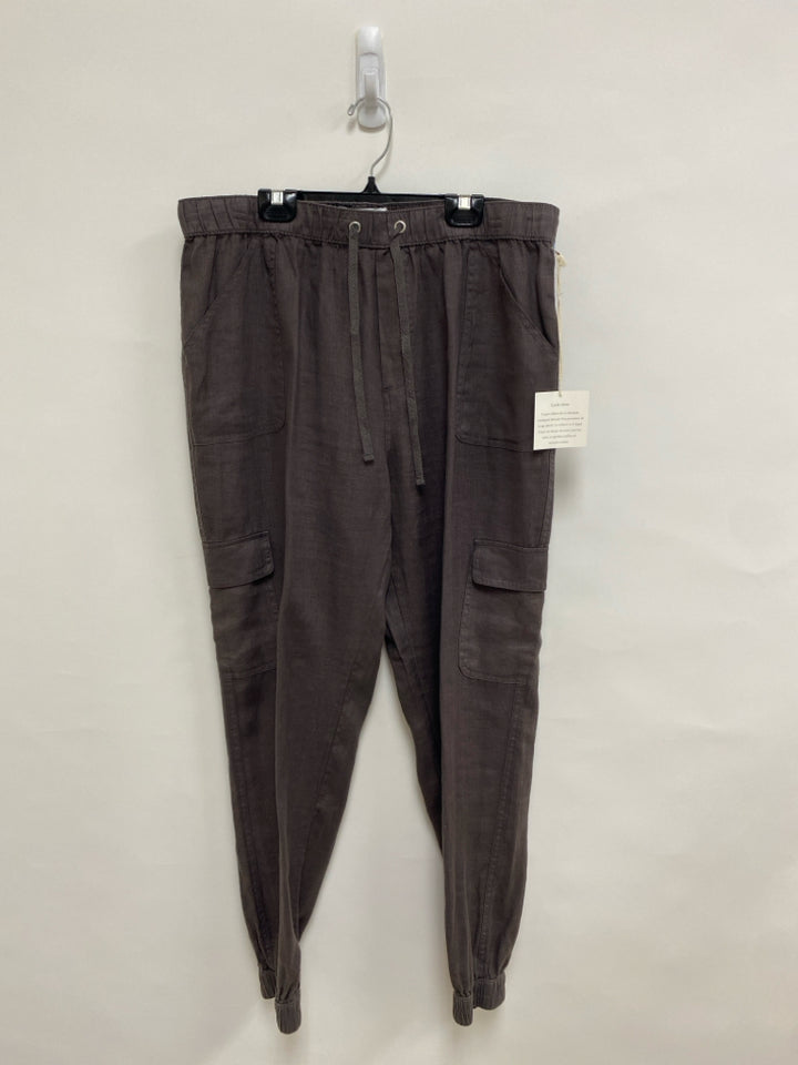 NWT Nicole Miller Size XL Dark Brown Pull-on Linen Ladies Pants